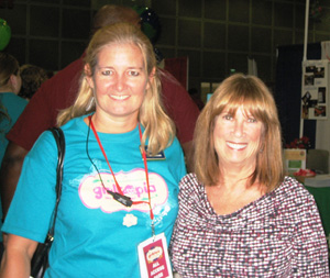 Julie Lovelock, head of Girltopia, and Alva share a photo opt before 12,000 girls and families enter the LA Convention Center